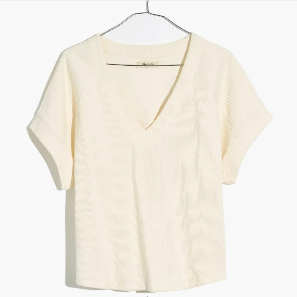 NWT MADEWELL Ottoman Jacquard V-Neck Boxy Top